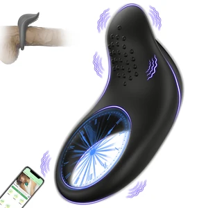 Control de aplicaciones Vibrador Vibrador Anillo de polla para hombres Eyaculación Eyaculación Anillo de pene Sexo Juguetes Lock Penising Baracning Suministros sexuales para adultos 18+ 10 mejores anillos de lengua de ventas vibrantes - №4