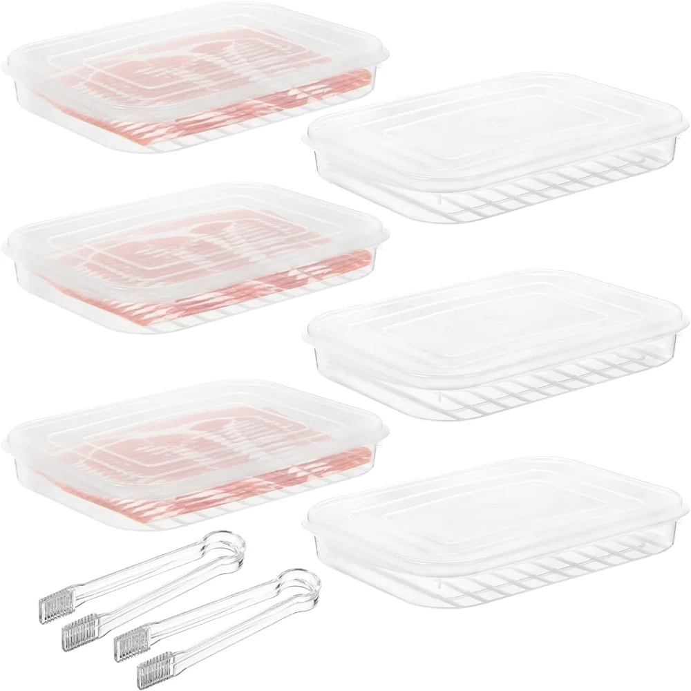 

Bacon Keeper for Refrigerator, Deli Meat Saver Container with Airtight Lid, Cold Cuts Cheese Holder for Fridge Food Storage