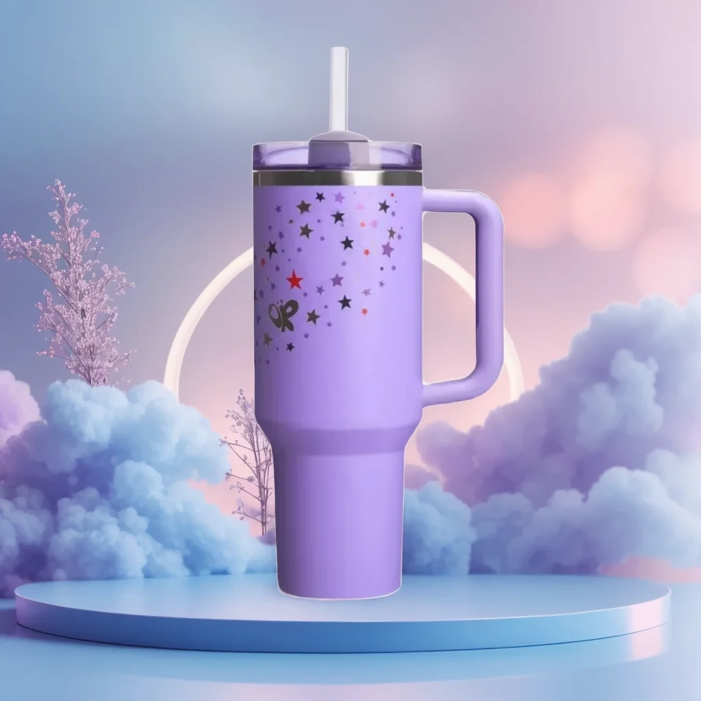 

40oz Purple Insulated Tumbler with Handle | Premium Stainless Steel Tumbler | for Travel Work Outdoor | Christmas