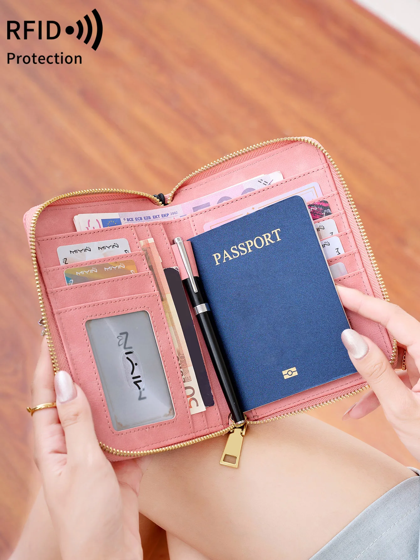 

Simple and stylish multifunctional passport bagRFIDanti-theft swipe passport holder for men and womenIDwallet travel accessories