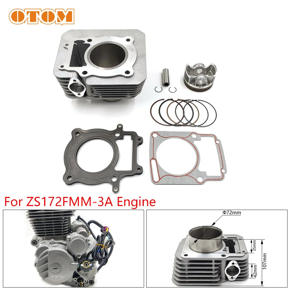 

Motorcycle Original 72MM Cylinder Kit Air-Cooled Cylinder Piston Ring Gasket Set For ZONGAHEN CB250-F ZS172FMM-3A Engine Parts