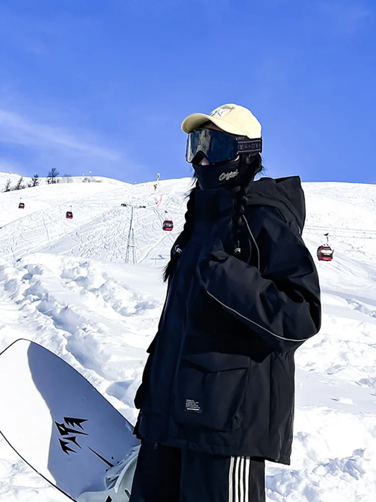 

Мужская зимняя одежда для сноуборда: водонепроницаемая, ветрозащитная, морозостойкая, теплая куртка для горного туризма с капюшоном на молнии, американский стиль