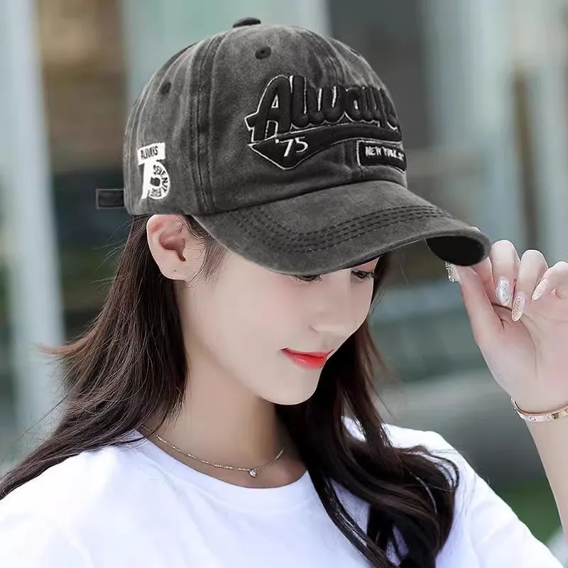 

New Baseball Cap For Women Washed Outdoor Letter Hat Men Sport Caps Casual Embroidery Adjustable Unisex Denim Cap Sun Hats