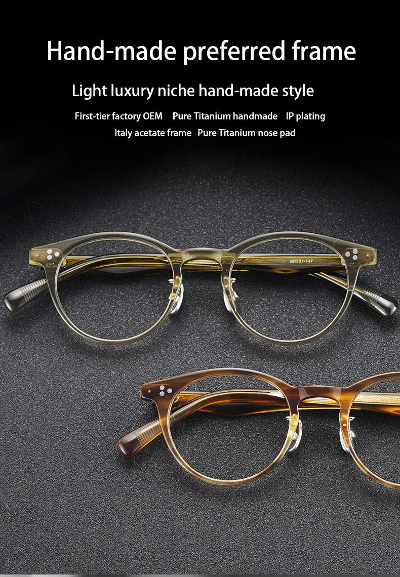 Retro acetate glasses frame men top quality pear shape designer optical eyewear Myopia reading women prescription eyeglasses