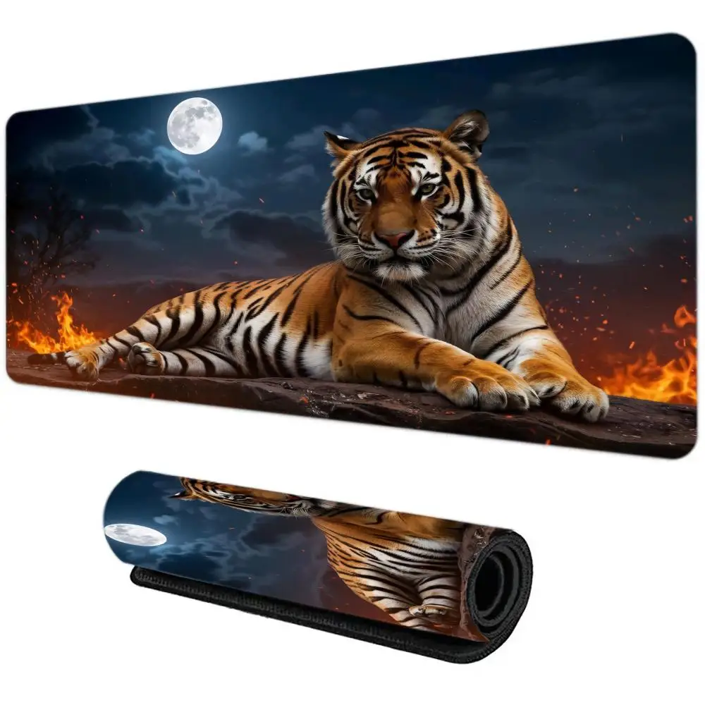 1 Pz Tiger Design Mouse Pad Grande Computer Ufficio Gioco Tavolo Zerbino XXL Gomma antiscivolo Bordo cucito Tappetini per tastiera Tappetini da scrivania lunghi
