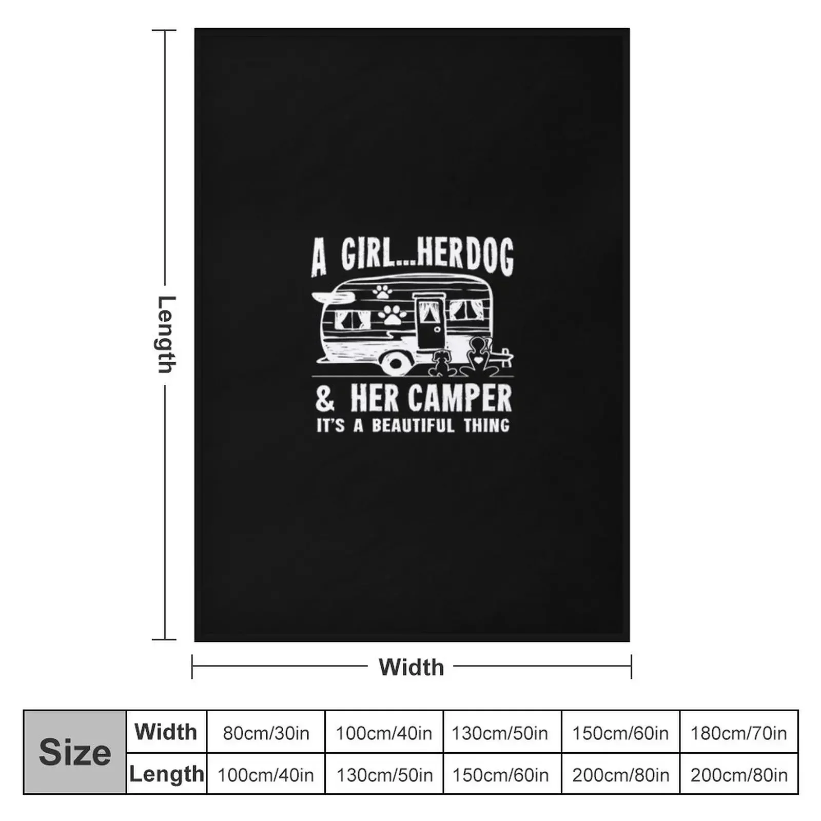 Camping T Shirt Camping Girl A Girl Her Dog And Her Camper Camper Campfire Gifts Tee Throw Blanket christmas decoration Blankets