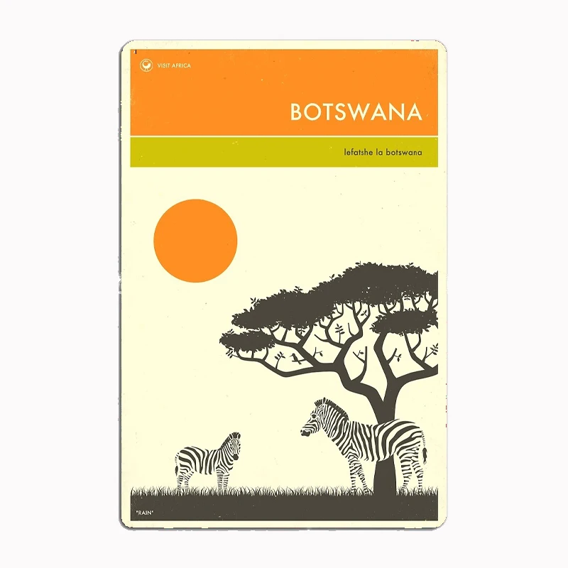 VISIT BOTSWANA Poster Art Metal Sign Pub Garage Wall Pub Designing Wall Plaque Tin Sign Posters