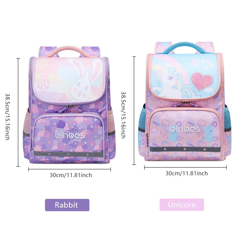 SUN EIGHT NEW Children Orthopedic School Backpacks Cartoon Pattern School Bags 1200D High Density Waterproof Fabric Foldable Gir