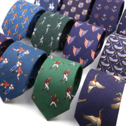 High Quality Cotton Tie For Men Sports Style Handmade Cartoon Blue Green Necktie Thick Slim Collar Casual Cravat Gift Accessory