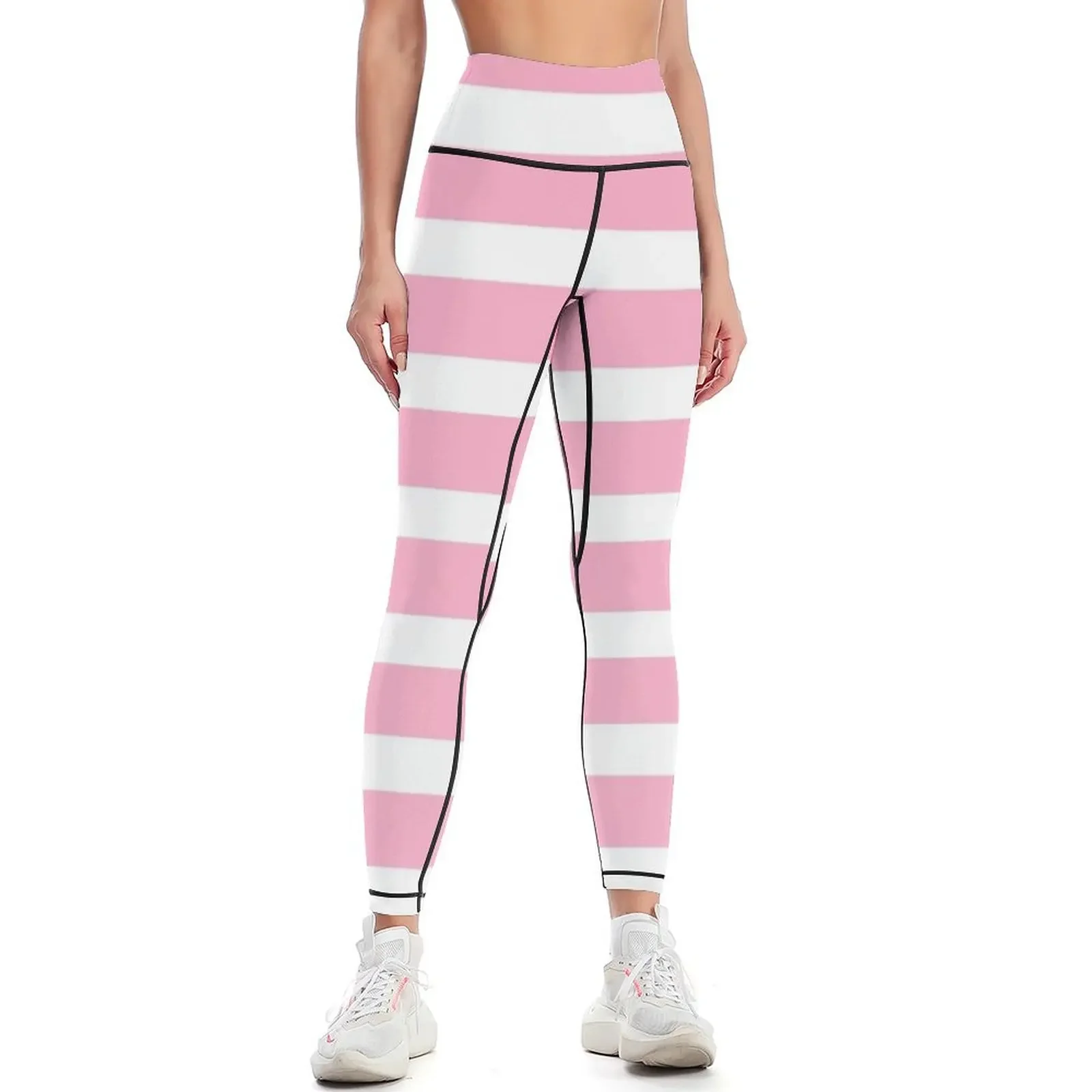 

white and light pink stripes Leggings Women's sports pants for physical sports for sports for push up Womens Leggings