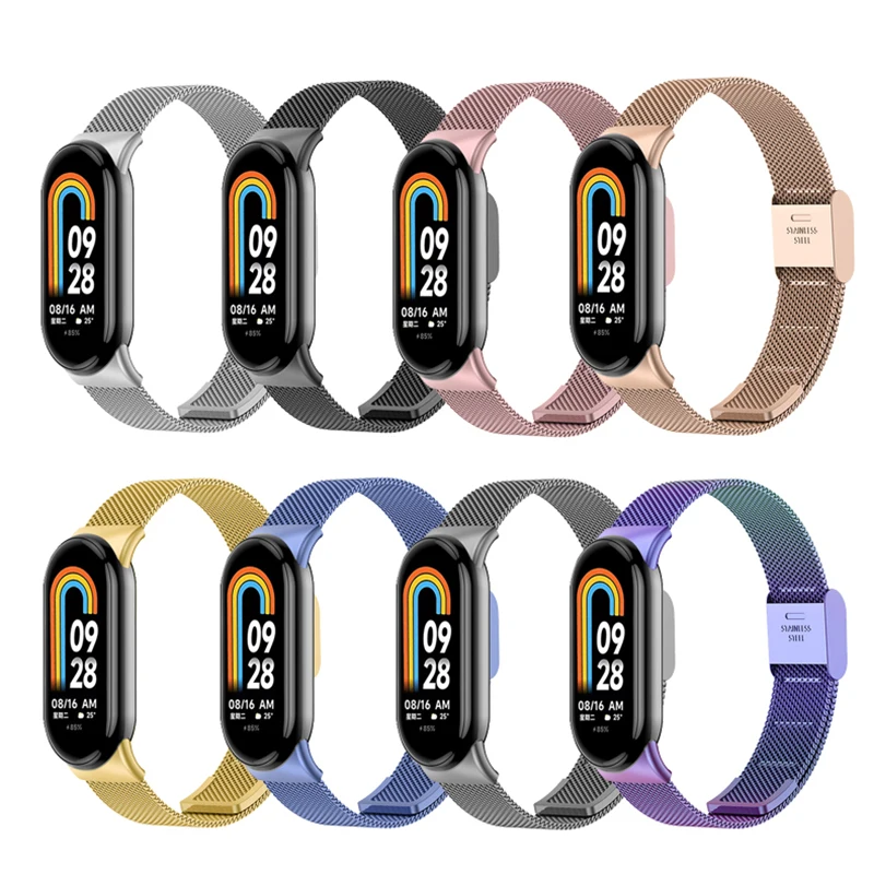 Strap For Xiaomi Mi Band 8 9 10 11 Smart Bracelet Metal Watchband Replacement Strap For Miband 8 910 11 WristBand Accessories