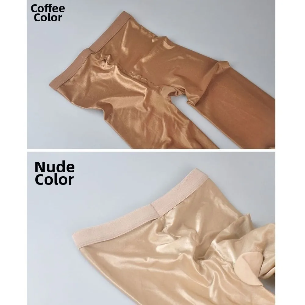 70D تشكيل الجوارب عالية الخصر لامعة لامعة جوارب طويلة عالية المرونة البطن التحكم عاكس جوارب الساتان ملهى ليلي الرقص #3