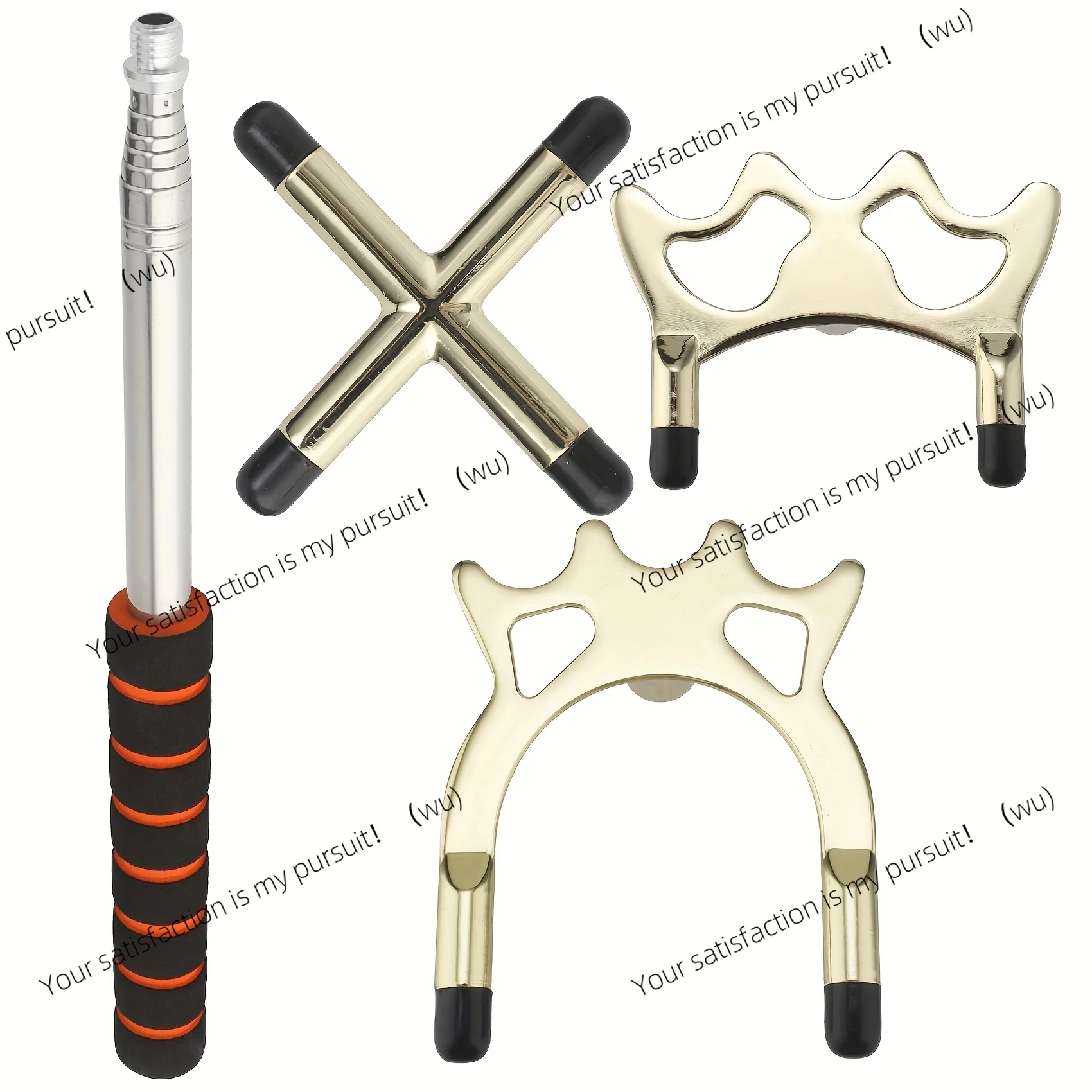 Retractable Billiards Cue Stick Bridge with 3 Pieces Removable Brass Bridge Head,  Billiards Pool Cue Accessory