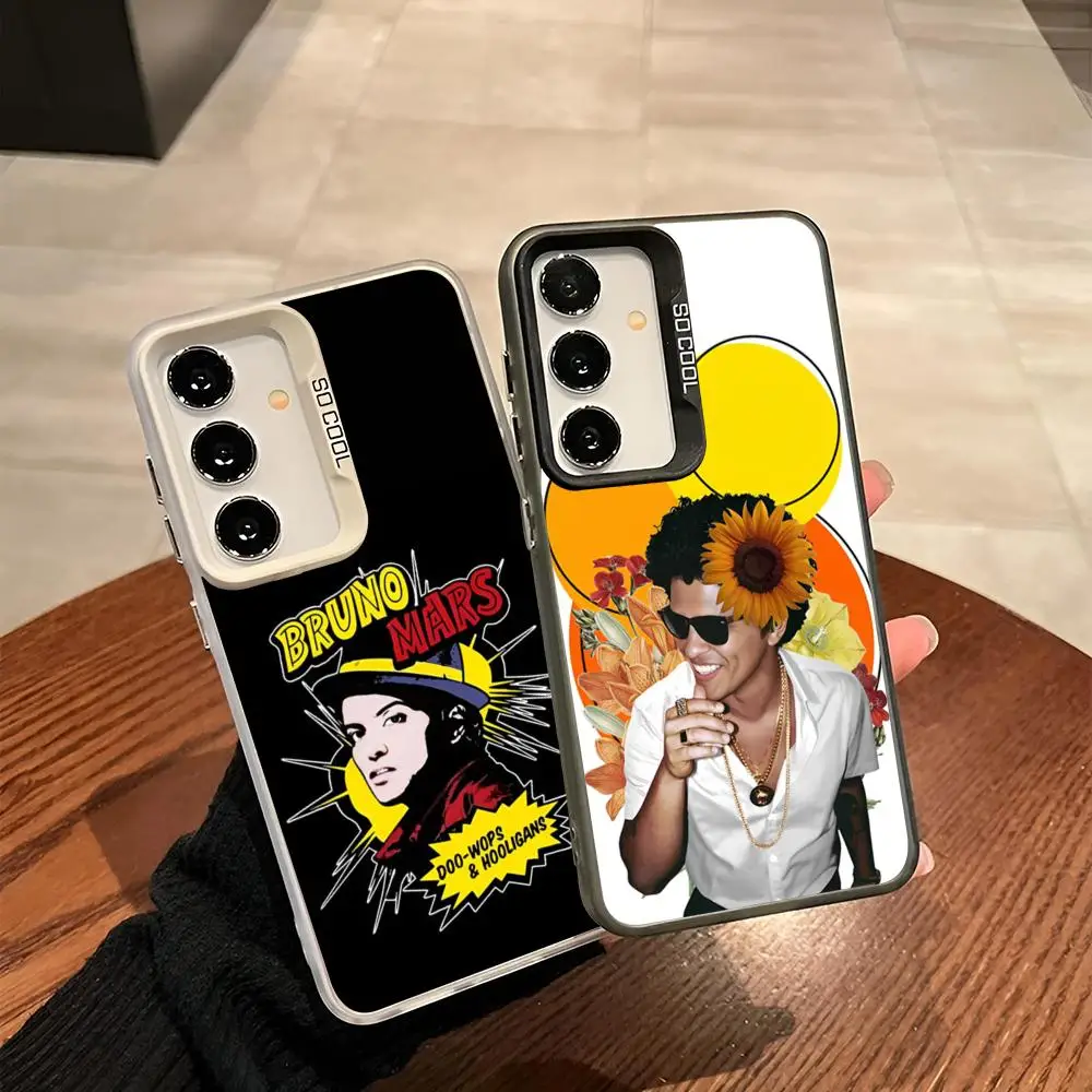 B- bruno Mars Singer Phone Case For Samsung Galaxy S26 S25 S24 S23 S22 S21 S20 Ultra Plus Fe colored silver Cover