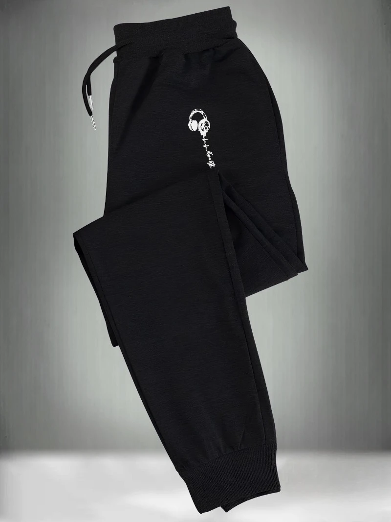 

2025 Autumn and Winter Mens Casual Sports Sweatpants Headphone Print Knit High-end Luxury Is for Both Men and Women Gym