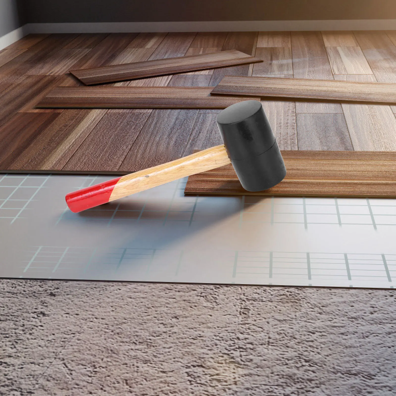 

Rubber Hammer for Flooring Installation Tiles Wooden-handle Mallet Crafts Craftsman