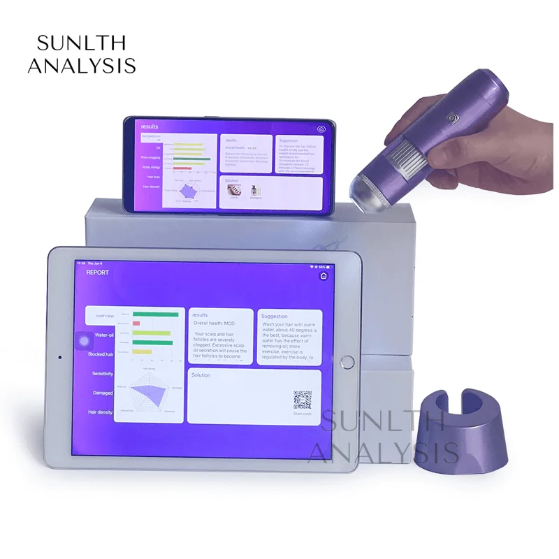 Wireless Scalp Analysis Hair Follicle Detecting Machine Connect iPad and Phone Gaving Test Reports For Beauty Salon Use