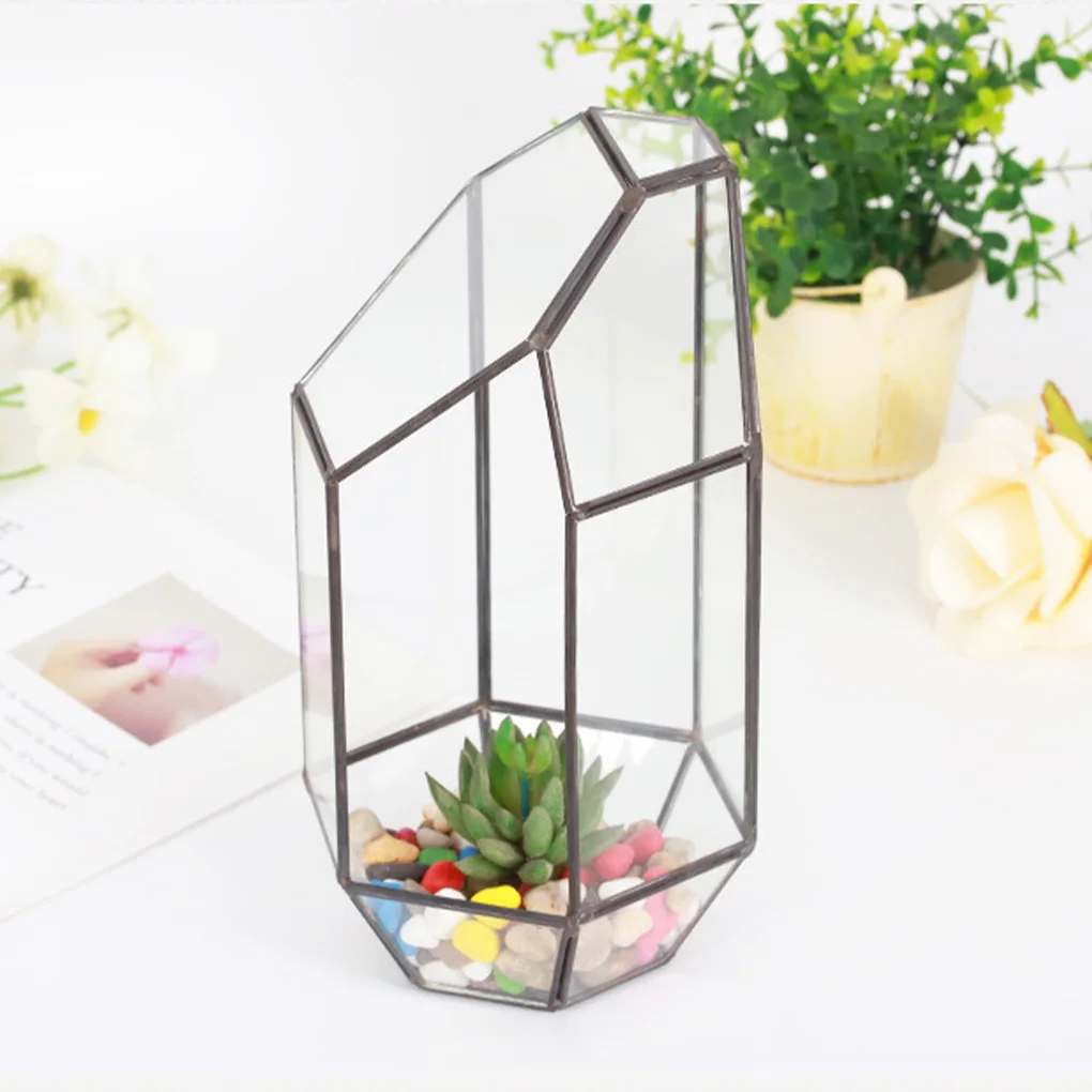 Irregular Glass Flower Pot Succulent Planter Case Terrarium Container Miniature Mini Landscape for Garden Black