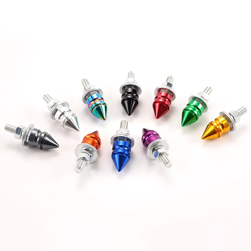 2Pcs Car License Plate Frame Screw Multicolor Carbon Steel M6 Thread Pagoda Style License Plate Screws For Car Motorcycle