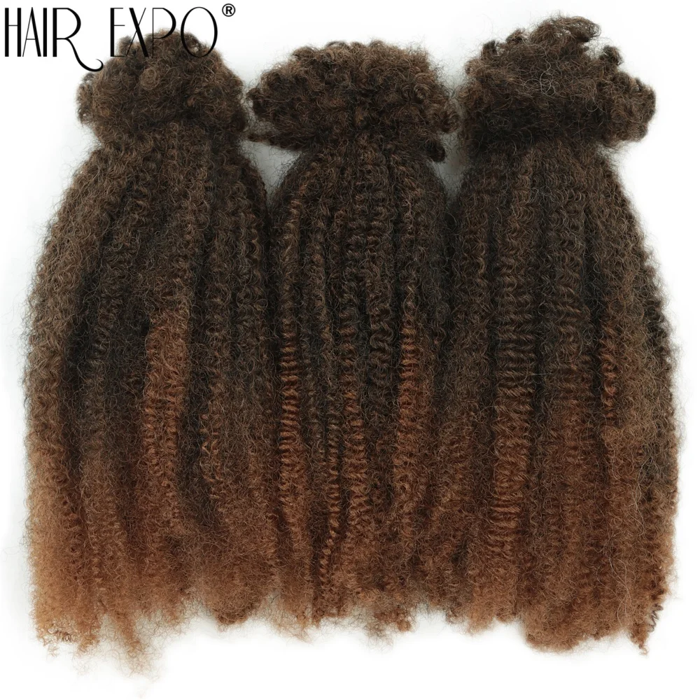3PCS Afro Kinky Curly Bulk Crochet Hair Synthetic Marley Twist Braiding Hair Extensions Ombre Protein Fiber Micro Twist Braids
