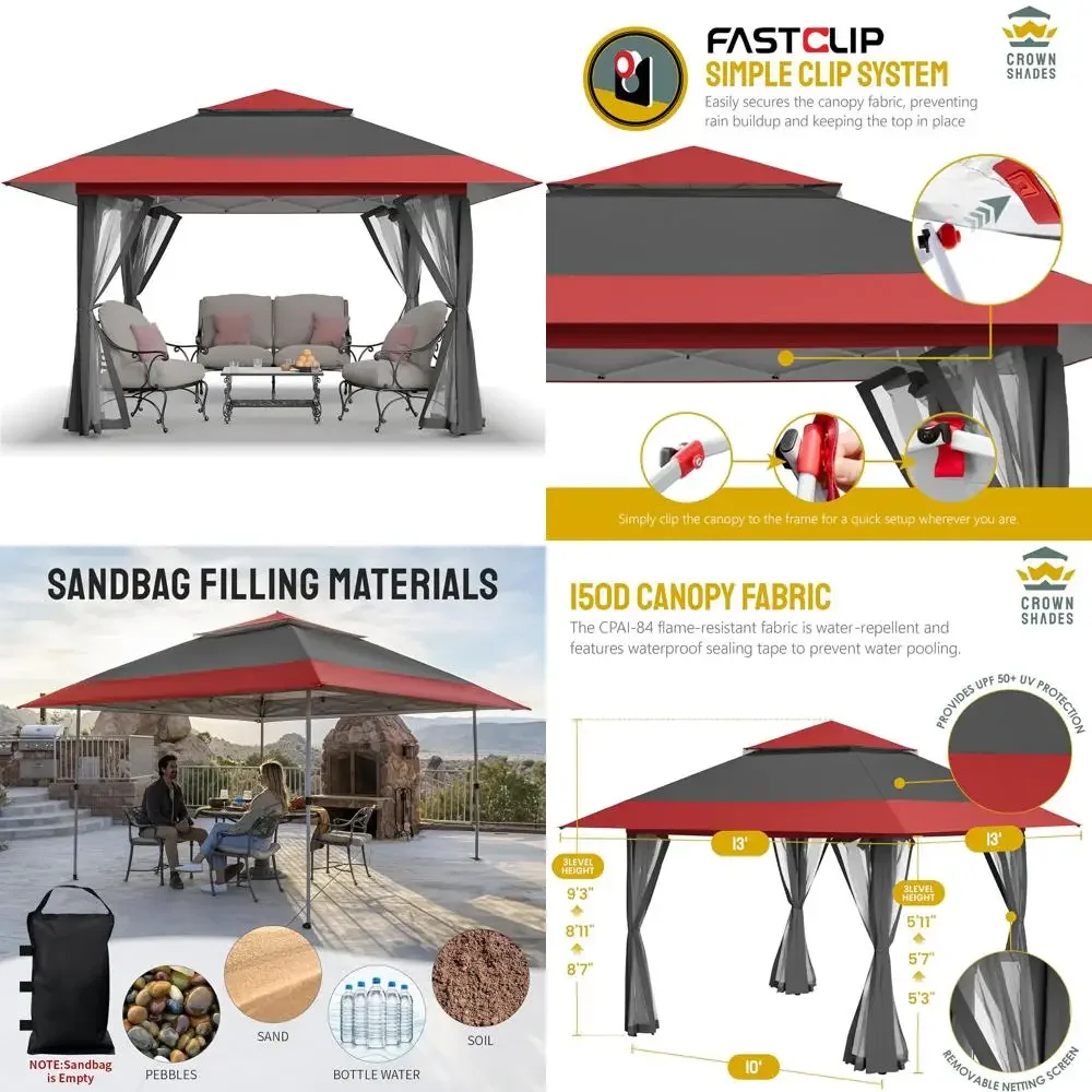 

CROWN SHADES 13x13 Выдвижная беседка, палатка с навесом, беседки на распродаже - уличная беседка для мебели на заднем дворе и патио - Carpa Pop