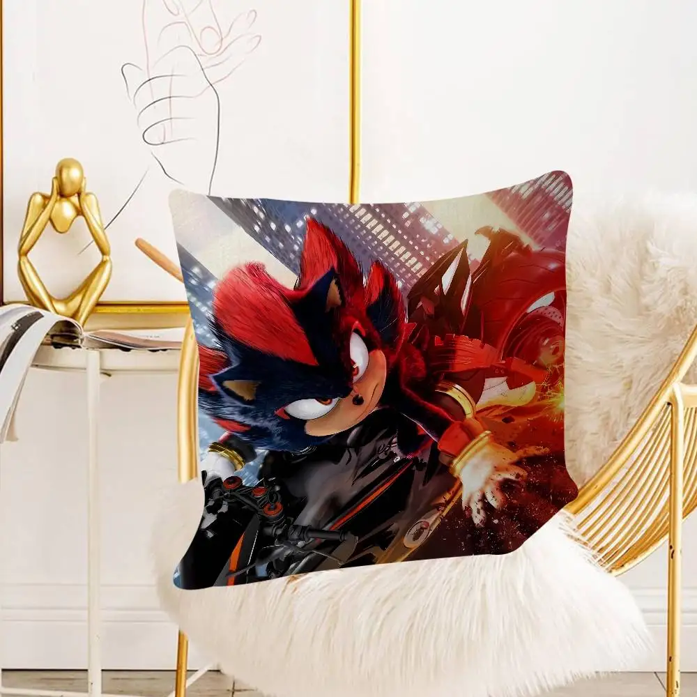 Movie S-Sonic The T-Hedgehog 3 45*45cm Cushion Cover Cushion Covers Natural Linen Breathable Sofa Bedroom Decor Pillowcase - view 6