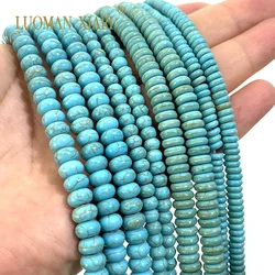 5x8MM Flat Round Blue Turquoise Natural Stone Loose Rondelle Spacer Beads for Jewelry Making DIY Bracelets Earrings Accessories