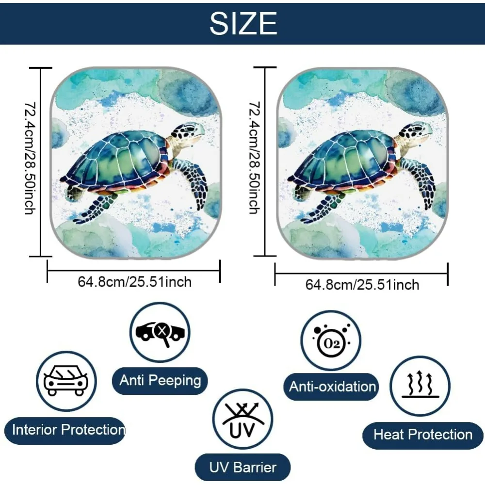 2 Pcs Sea Turtle Car Windshield Sun Shade 28.5x25.51 Inch Foldable Car Sun Visor Reflector Sunshade Car Front Window