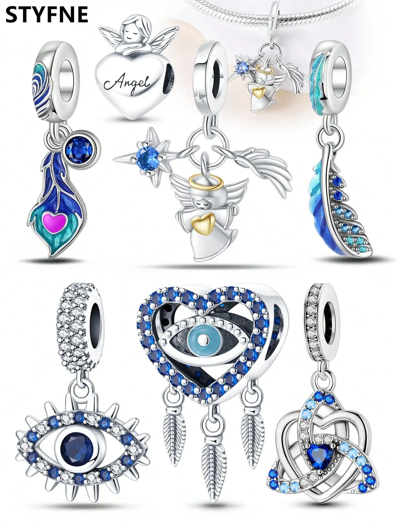 925er Silber vergoldet, Original-Charms, Engel der Liebe mit magischen Augen, Perlen für Armbänder, Damenschmuck, Geschenk