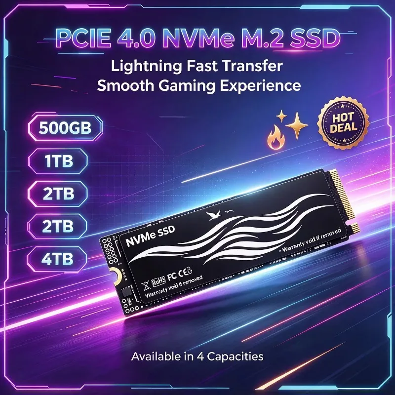 NVMe M.2 SSD 2280 High Speed Internal Drive 1TB 2TB 4TB Cut Wait Times Advanced Thermal Control Desktop Laptop Gaming PC Max