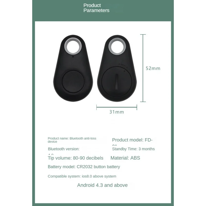 Bluetooth smart Anti-Lost Device positioner Water Drop tracker Locator Key Finder for kids pets elderly Selfie Remote Control