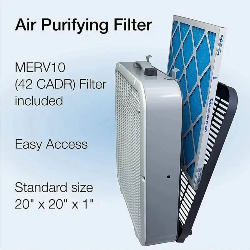 Box Fan and Air Purifier with Air Purification Filter To Purify The Air and Create A Cool Breeze