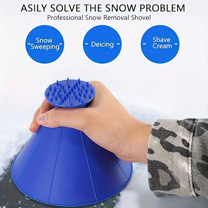 Image 6: Outil de déneigement de voiture 1 pièce, grattoir à glace et brosse à neige, accessoires de voiture de neige, soins de voiture d'hiver, poignée Easygrip,