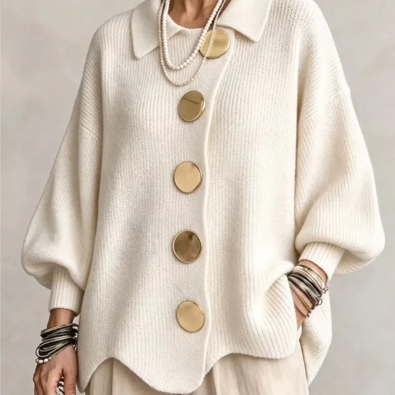 Autumn Winter Solid Knit Cardigan Sweaters Coats Women Lapel Button Casual Long Sleeve All-match Sweater Coats Knitted Tops Autumn Winter Solid Knit Cardigan Sweaters Coats Women Lapel Button Casual Long Sleeve All-match Sweater Coats Knitted Tops