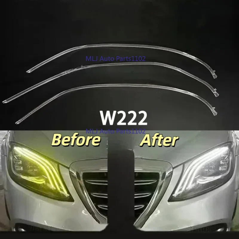 Headlight DRL Tube For Mercedes-Benz S CLASS W222 2018 2019 2020 Acrylic Tube Light Guide Strip Light Guide Plate DRL Bar