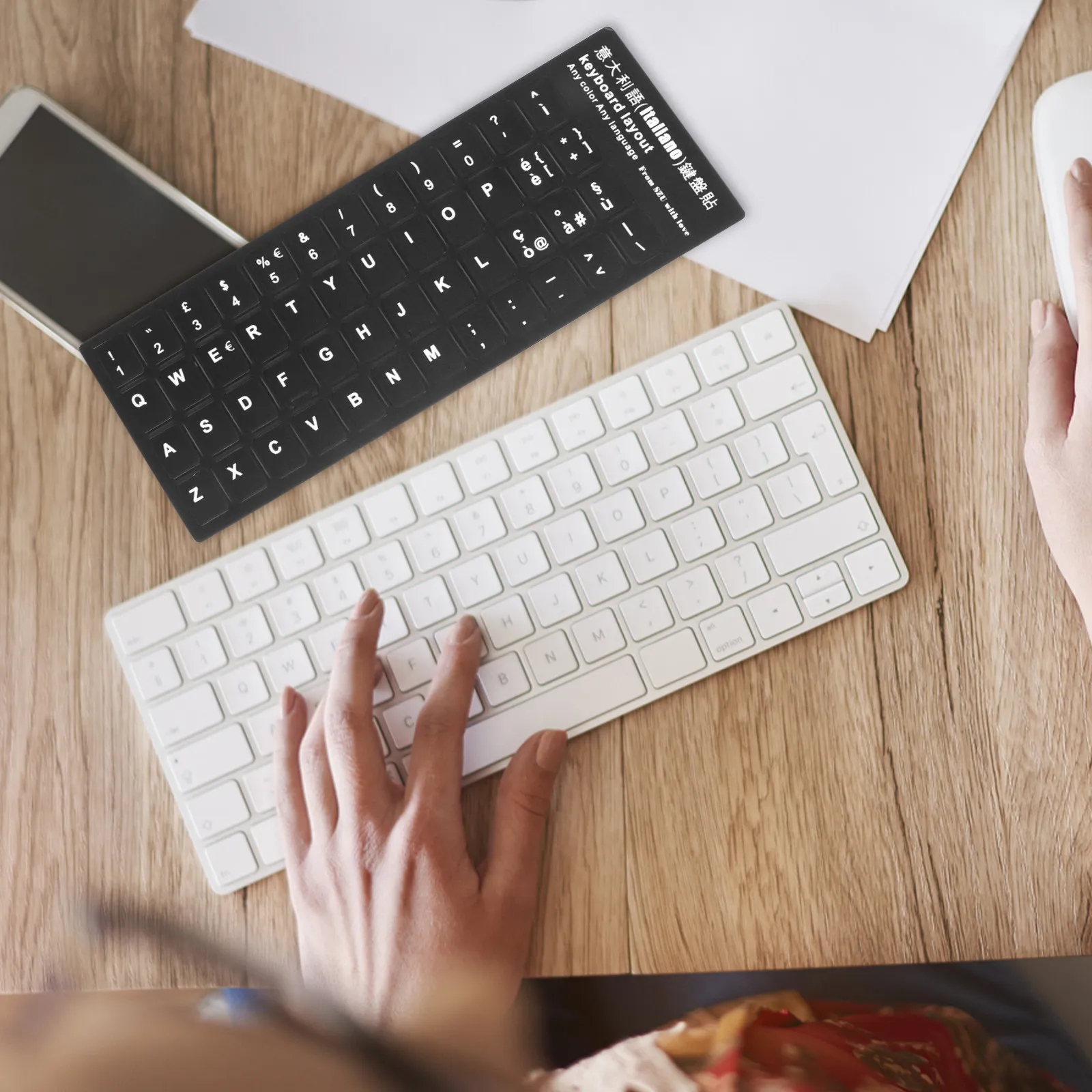 

10 шт. наклеек на клавиатуру с итальянской раскладкой, черный фон, белые буквы, универсальные наклейки для замены и защиты клавиатуры ноутбука