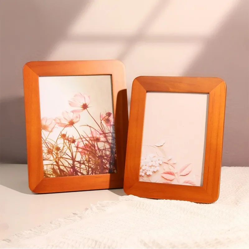 Walnut Solid Wood Corner Frame 6-Inch A4 Photo Frame, Natural Pine, Premium Quality Wooden Picture Frame for Home Decor