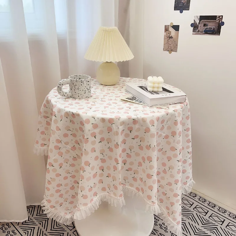 New Girl Heart Lace Side Tablecloth Floral Multi Functional Round Table Mat Cartoon 140*200CM Decorative Fabric Home Decoration