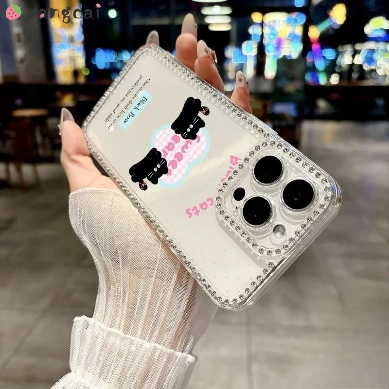 สำหรับเรดมี่ A5 A4 A3 โปร A3X A2 A1 K70E เทอร์โบ 4 เคสโทรศัพท์เงา น่ารัก รักหัวใจแมวลายจุดนุ่ม