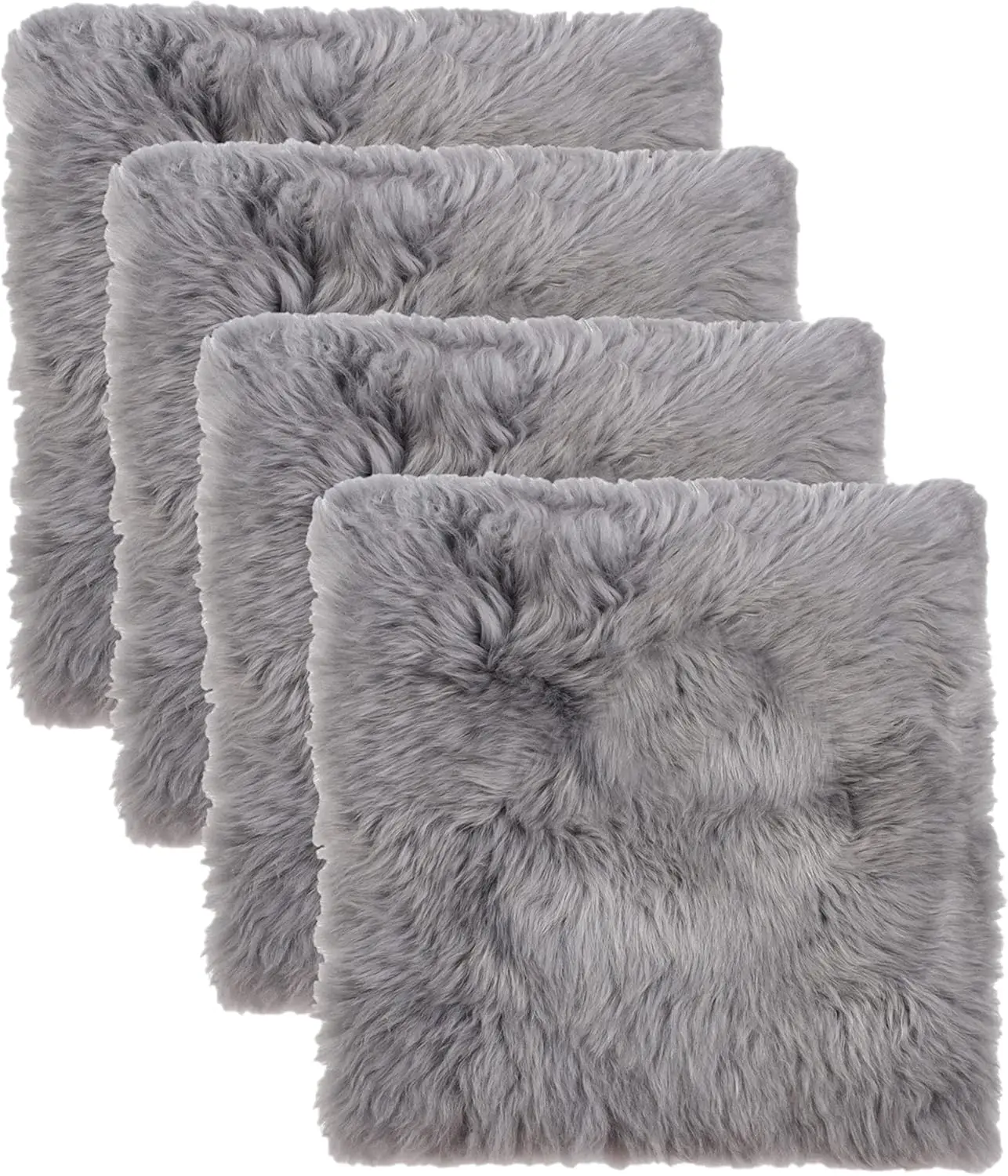 Set Of 4, Natural Sheepskin Chairpad With Non-Slip Backing | 100% Real New Zealand Wool Sheepskin For Car Seat, Accent Chair,