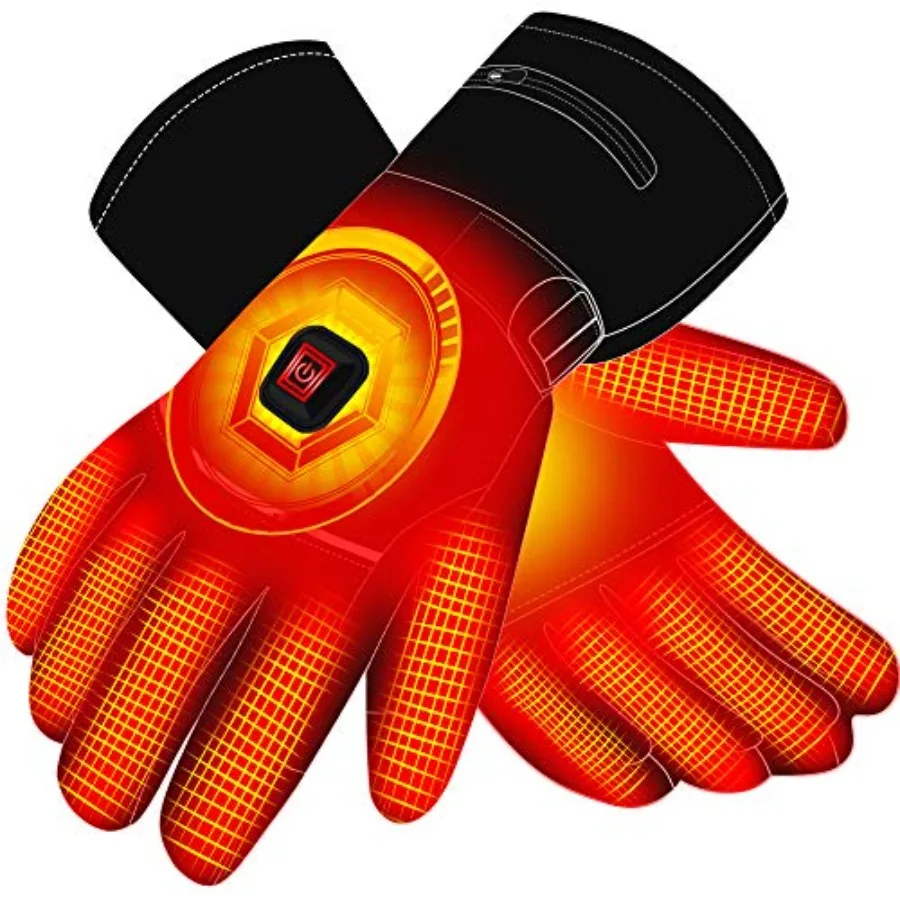 

7.4V Rechargeable Electric Heated Gloves - Winter Warm Touchscreen Hand Warmers for Men Women - Waterproof Battery-Powered Hot