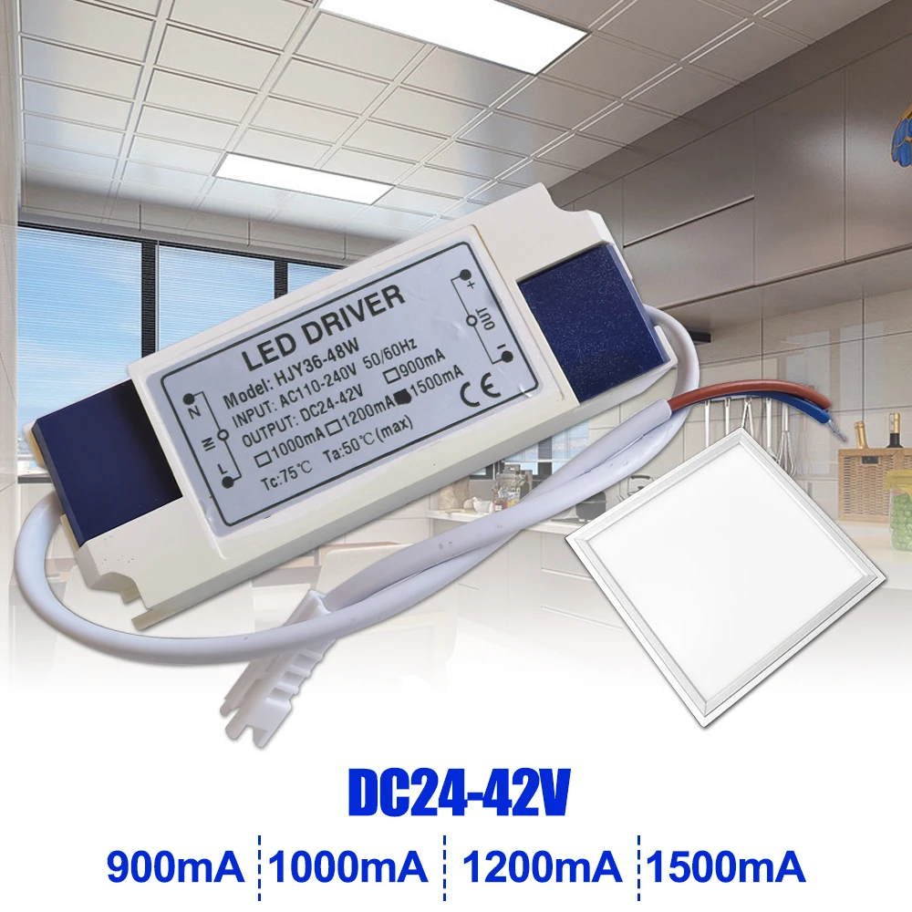 110V 220V 36W 40W 45W 48W LED Driver DC24-42V 900mA 1000mA 1200mA 1500mA Flicker Free Power Supply External Lighting Transformer