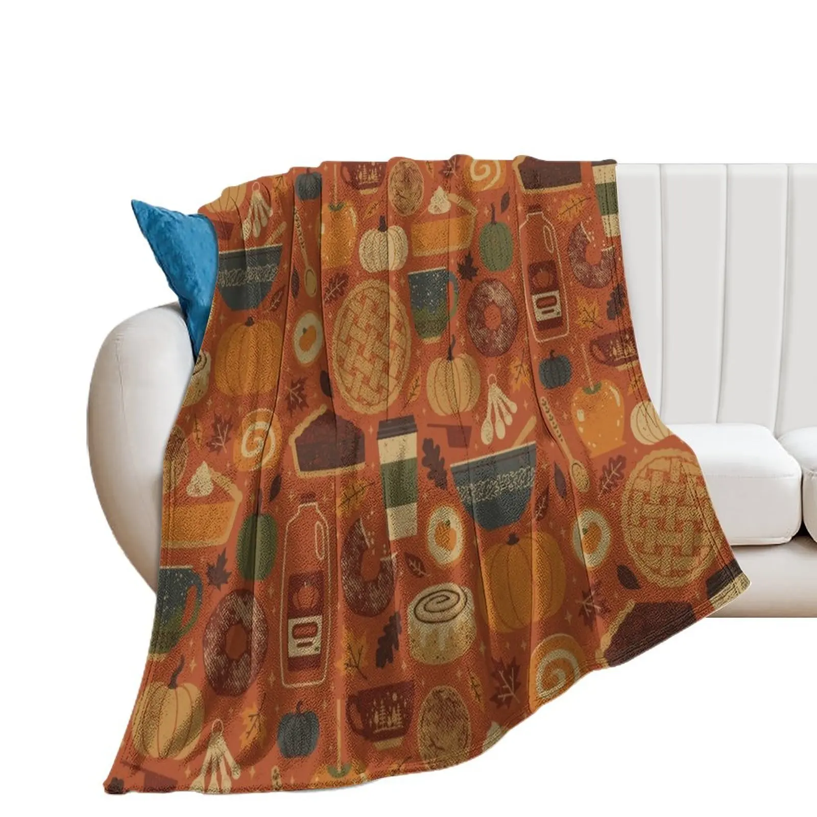 

Pumpkin Spice Throw Blanket Extra Large Throw Decorative Sofa Multi-Purpose Soft Plush Plaid Blankets