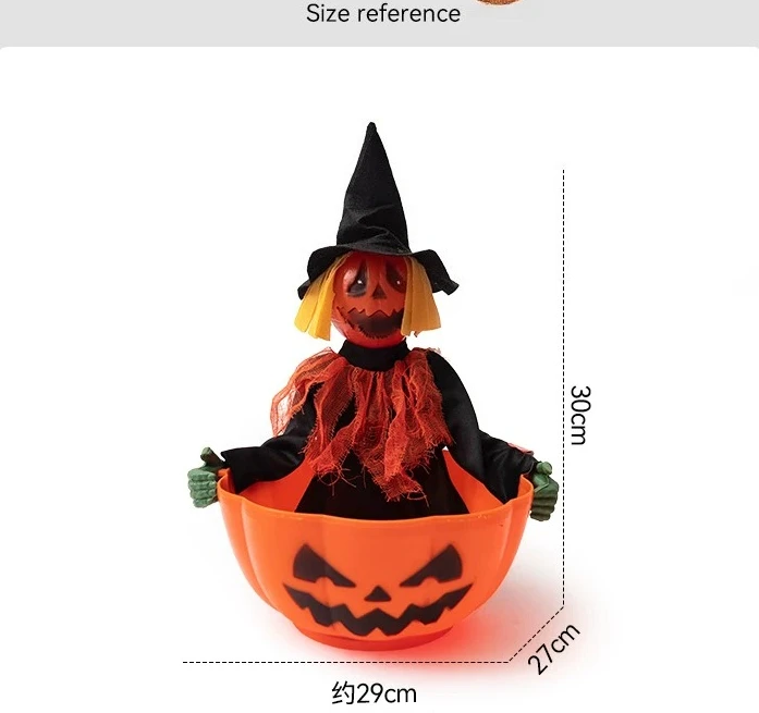 Halloween Skeleton Pumpkin Witch Electric Induction Ornament Creative Candy Bowl Decorative Prop Holiday Gift