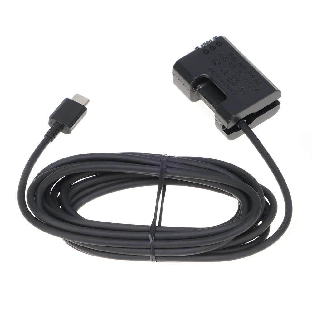 

FOTGA NP-FW50 dummy battery+Type-C power supply straight line (300CM) Power Adapter for Monitor/Camera For Cable Light Accessory
