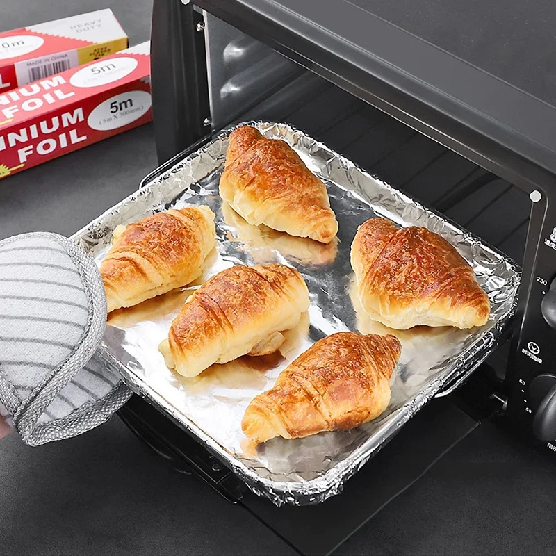 Household Outdoor Thickened Tin Foil Paper Disposable Aluminum Foil PaperAir Fryer Oven Food Grade BBQ Baking Tools