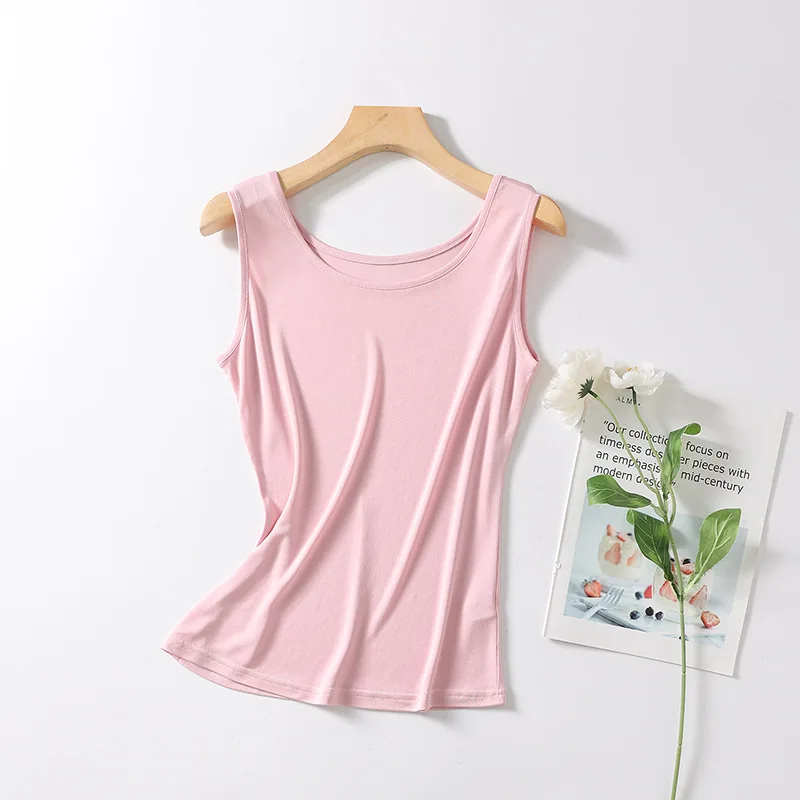 Birdtree Real Silk Women Sexy Tank Tops Vintage  Knit O Necks Outfits Clothes Vest Clothing Pink Black Summer  P37135QC