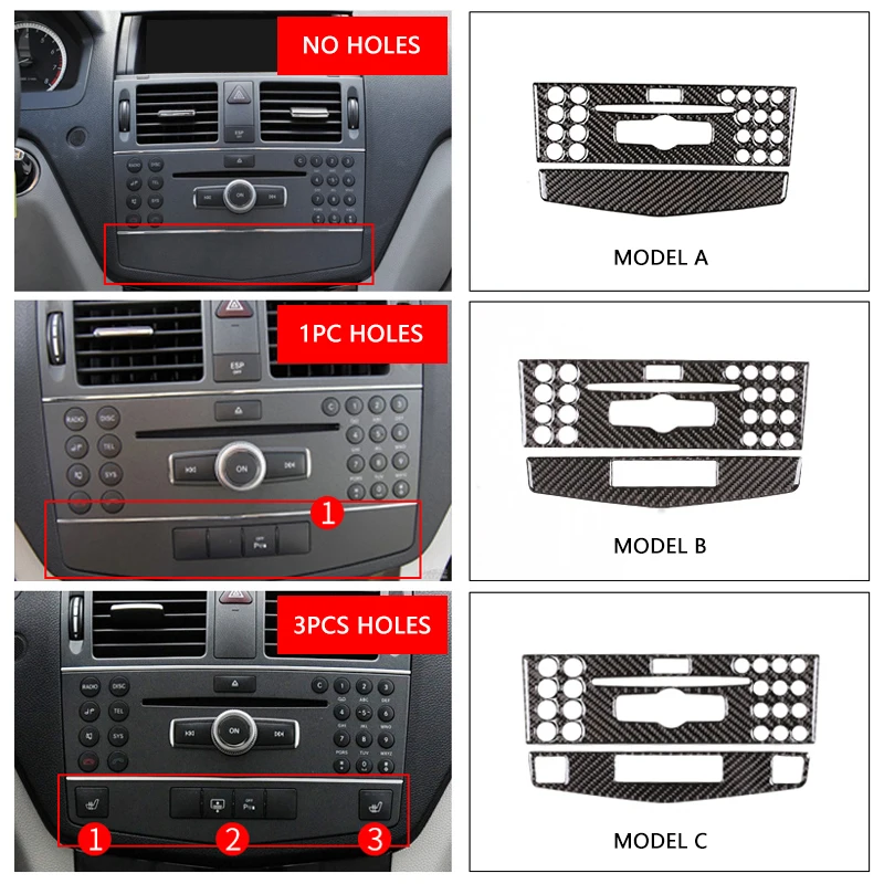 

Автомобильная Центральная панель управления навигацией из углеродного волокна рамка отделка наклейки для Mercedes Benz C Class W204 C180 C200 C260 2007-2010