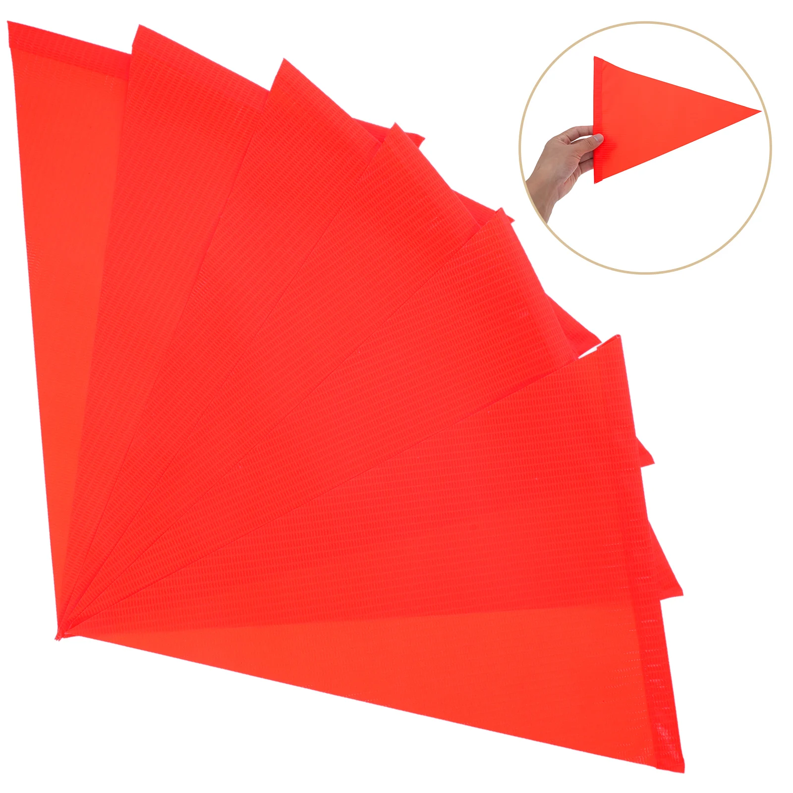 

6pcs Warning Safety Flags 21x30x30cm PVC Bike Cycling Accessories Reusable Tear Proof Triangle Banner for 6mm Pole Child Riding