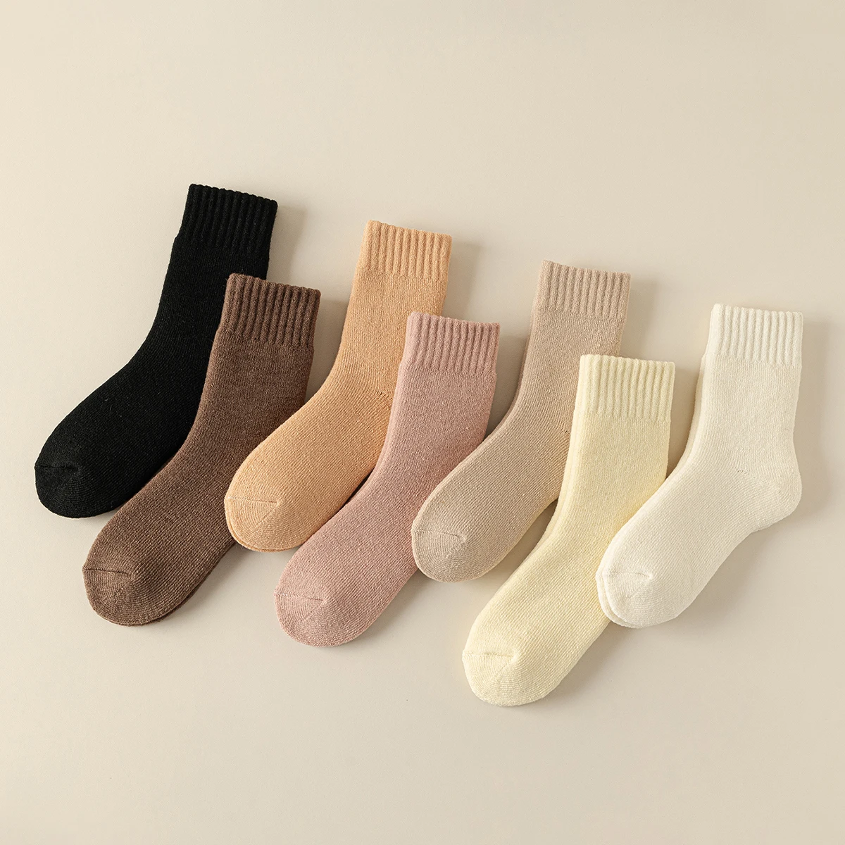 2 أزواج من المرأة الخريف والشتاء بلون بسيط موضة كلية نمط سميكة الدافئة الصوف الصوف مريحة منتصف جوارب أنبوبية #2